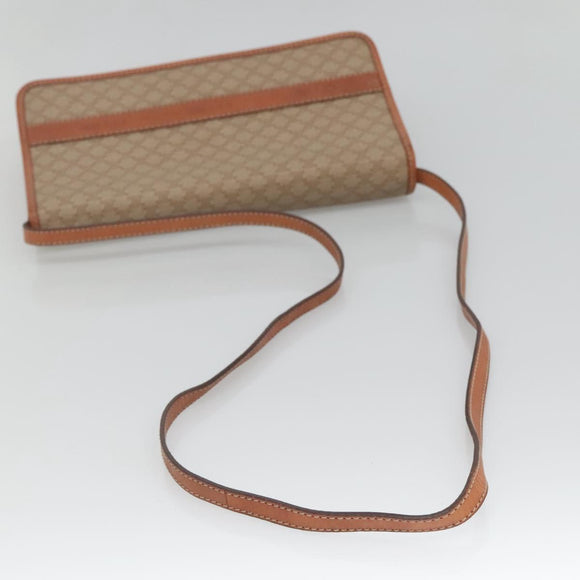 CELINE Macadam Canvas Shoulder Bag Beige Gold Auth 126162