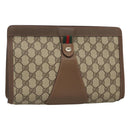 GUCCI GG Supreme Web Sherry Line Clutch Bag PVC Beige 89 01 033 Auth 126164-1