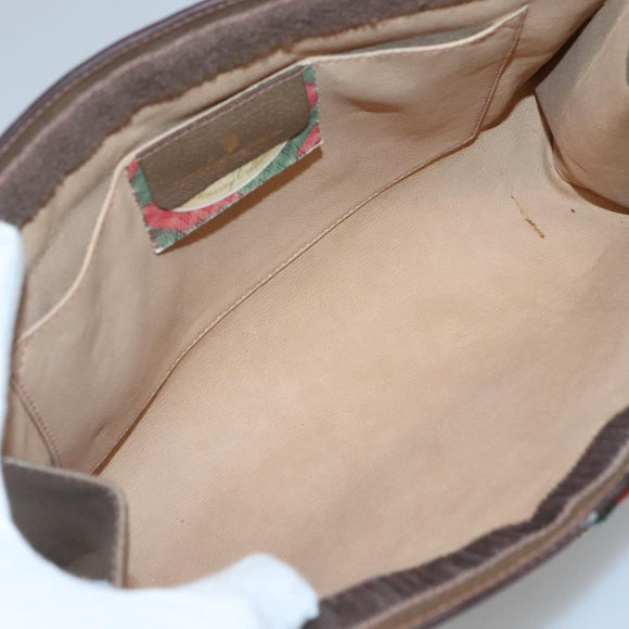 GUCCI GG Supreme Web Sherry Line Clutch Bag PVC Beige 89 01 033 Auth 126164