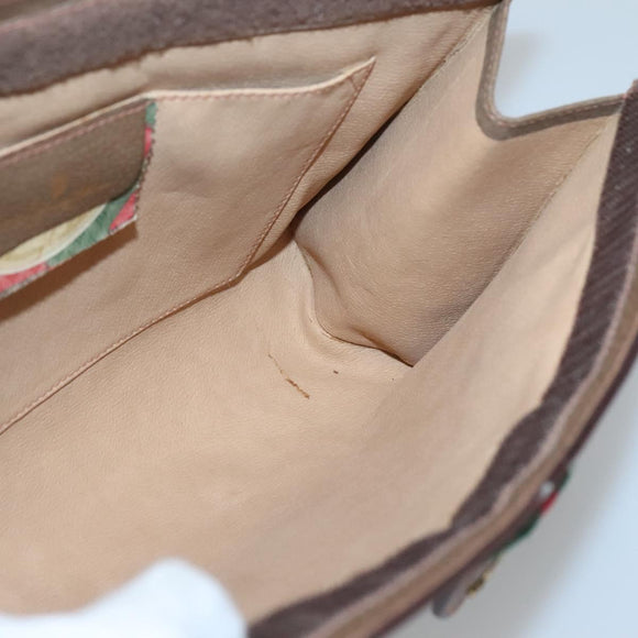 GUCCI GG Supreme Web Sherry Line Clutch Bag PVC Beige 89 01 033 Auth 126164