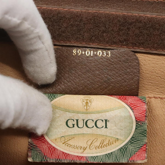 GUCCI GG Supreme Web Sherry Line Clutch Bag PVC Beige 89 01 033 Auth 126164