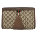 GUCCI GG Supreme Web Sherry Line Clutch Bag PVC Beige 89 01 033 Auth 126164-13