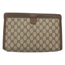GUCCI GG Supreme Web Sherry Line Clutch Bag PVC Beige 89 01 033 Auth 126164-2