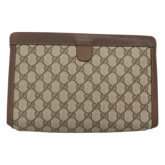 GUCCI GG Supreme Web Sherry Line Clutch Bag PVC Beige 89 01 033 Auth 126164