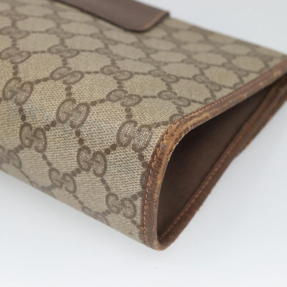 GUCCI GG Supreme Web Sherry Line Clutch Bag PVC Beige Gold 89 01 030 Auth 126165