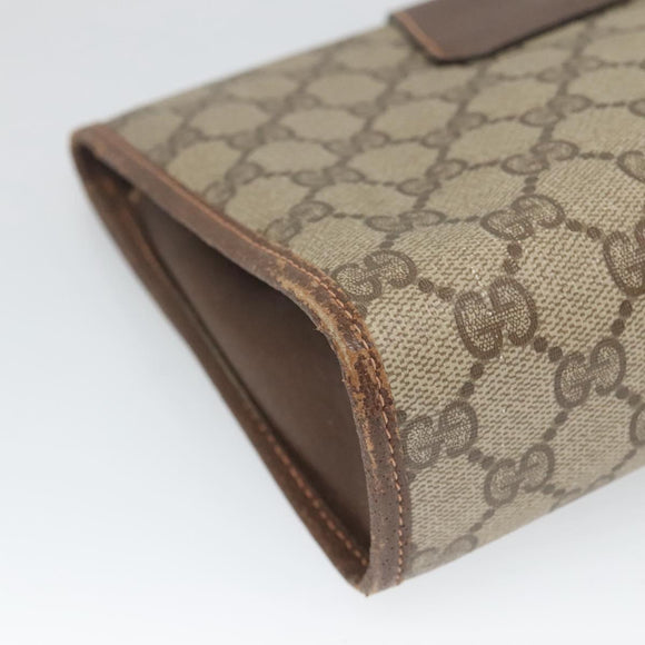 GUCCI GG Supreme Web Sherry Line Clutch Bag PVC Beige Gold 89 01 030 Auth 126165