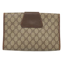 GUCCI GG Supreme Web Sherry Line Clutch Bag PVC Beige Gold 89 01 030 Auth 126165-3