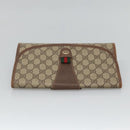 GUCCI GG Supreme Web Sherry Line Clutch Bag PVC Beige Gold 89 01 030 Auth 126165-6