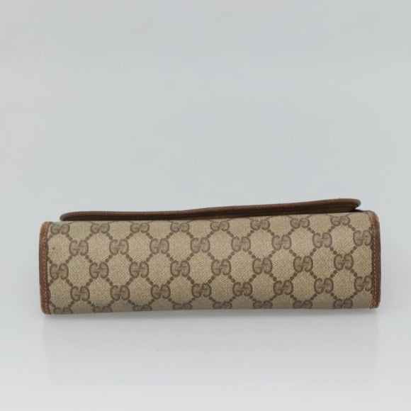 GUCCI GG Supreme Web Sherry Line Clutch Bag PVC Beige Gold 89 01 030 Auth 126165