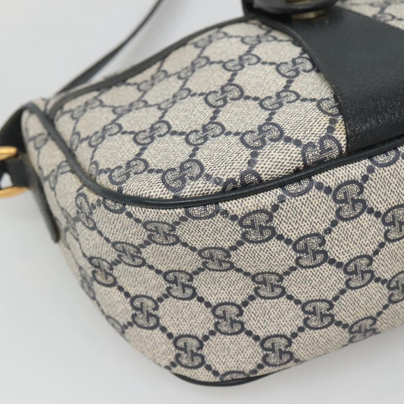 GUCCI GG Supreme Sherry Line Shoulder Bag PVC Navy Gold 89 02 032 Auth 126166