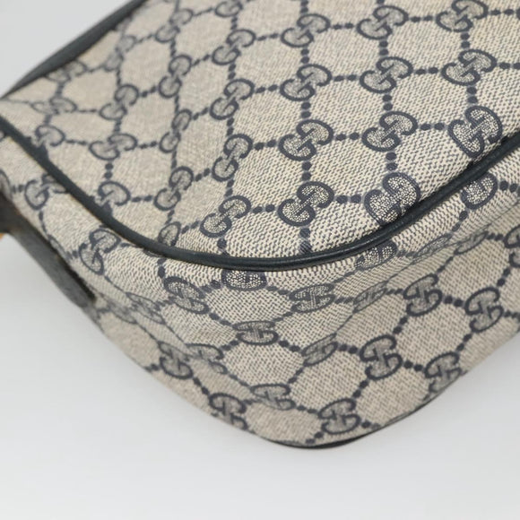 GUCCI GG Supreme Sherry Line Shoulder Bag PVC Navy Gold 89 02 032 Auth 126166