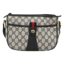 GUCCI GG Supreme Sherry Line Shoulder Bag PVC Navy Gold 89 02 032 Auth 126166-2