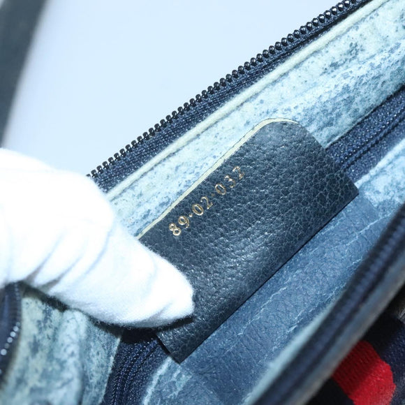 GUCCI GG Supreme Sherry Line Shoulder Bag PVC Navy Gold 89 02 032 Auth 126166