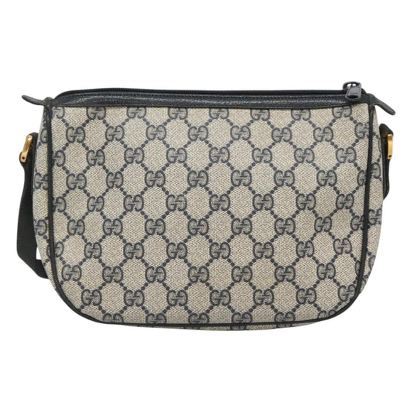 GUCCI GG Supreme Sherry Line Shoulder Bag PVC Navy Gold 89 02 032 Auth 126166