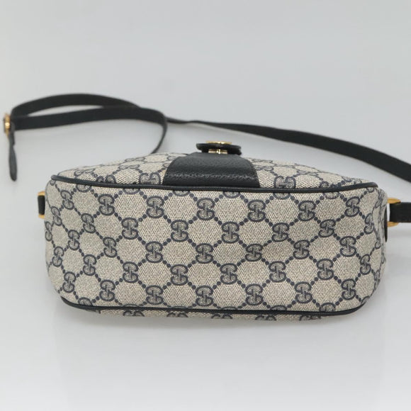 GUCCI GG Supreme Sherry Line Shoulder Bag PVC Navy Gold 89 02 032 Auth 126166