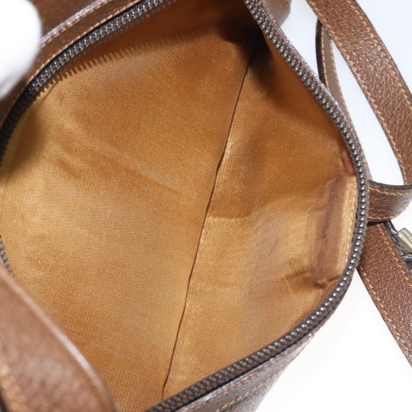 GUCCI Web Sherry Line Shoulder Bag Leather Brown Gold Auth 126169