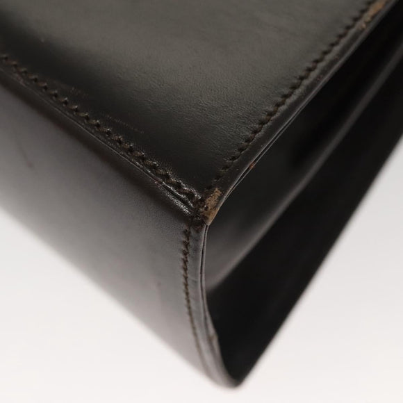 Salvatore Ferragamo Gancini Hand Bag Leather 2way Black Gold Auth 126173