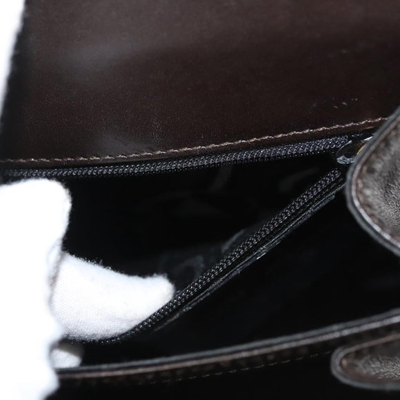 Salvatore Ferragamo Gancini Hand Bag Leather 2way Black Gold Auth 126173