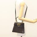 Salvatore Ferragamo Gancini Hand Bag Leather 2way Black Gold Auth 126173-25