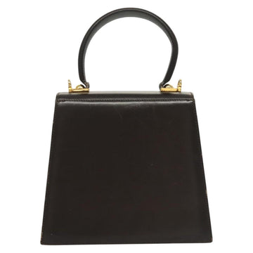 Salvatore Ferragamo Gancini Hand Bag Leather 2way Black Gold Auth 126173 - 0