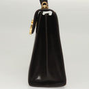 Salvatore Ferragamo Gancini Hand Bag Leather 2way Black Gold Auth 126173-3