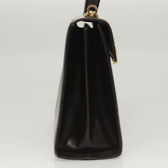 Salvatore Ferragamo Gancini Hand Bag Leather 2way Black Gold Auth 126173