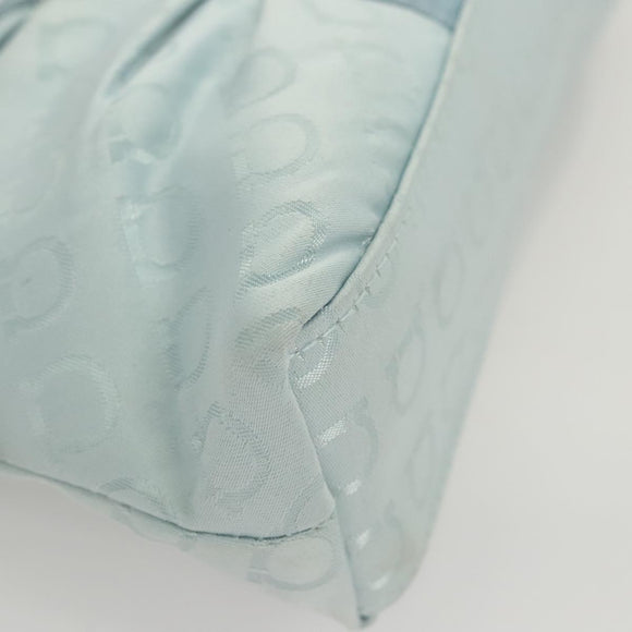 Salvatore Ferragamo Gancini Accessory Pouch Nylon Blue Silver Auth 126174