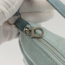 Salvatore Ferragamo Gancini Accessory Pouch Nylon Blue Silver Auth 126174-15