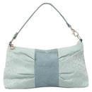 Salvatore Ferragamo Gancini Accessory Pouch Nylon Blue Silver Auth 126174-2