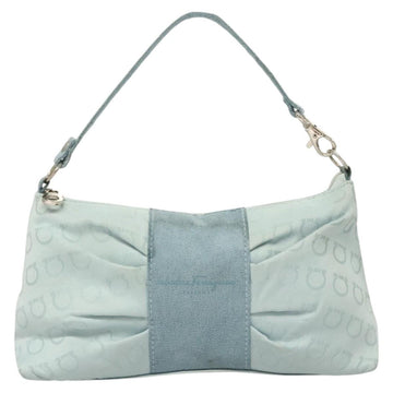 Salvatore Ferragamo Gancini Accessory Pouch Nylon Blue Silver Auth 126174 - 0