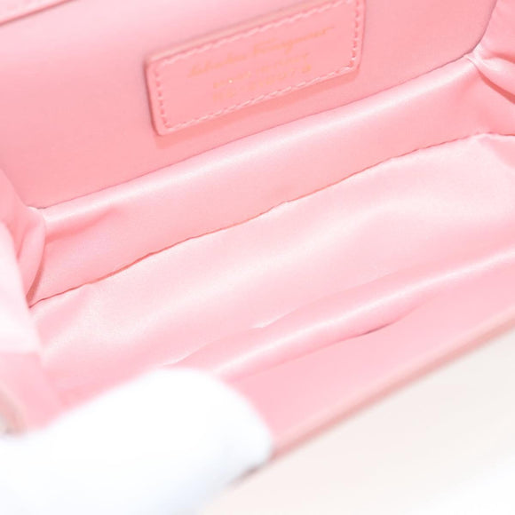 Salvatore Ferragamo Shoulder Bag Patent Leather Pink Gold Auth 126176