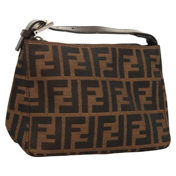 FENDI Zucca Canvas Accessory Pouch Black Brown Auth 126177