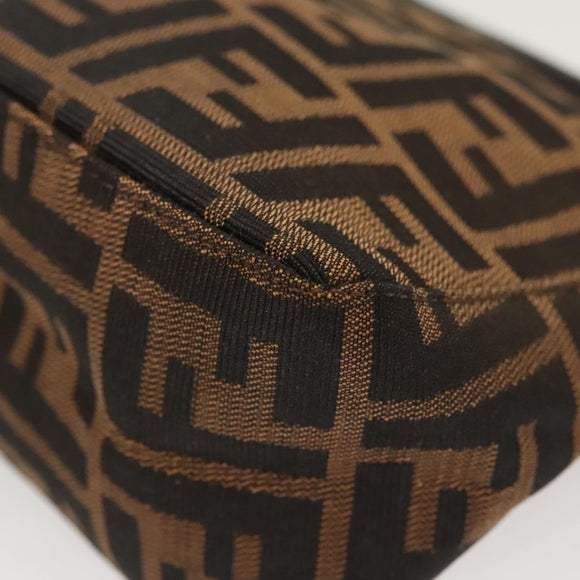 FENDI Zucca Canvas Accessory Pouch Black Brown Auth 126177