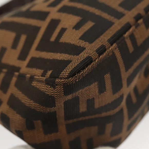 FENDI Zucca Canvas Accessory Pouch Black Brown Auth 126177