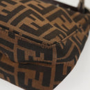 FENDI Zucca Canvas Accessory Pouch Black Brown Auth 126177-16