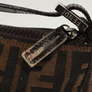 FENDI Zucca Canvas Accessory Pouch Black Brown Auth 126177-10
