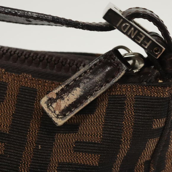 FENDI Zucca Canvas Accessory Pouch Black Brown Auth 126177