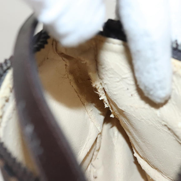 FENDI Zucca Canvas Accessory Pouch Black Brown Auth 126177