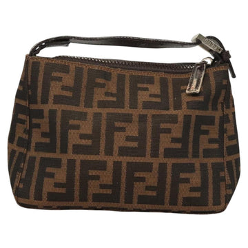 FENDI Zucca Canvas Accessory Pouch Black Brown Auth 126177 - 0