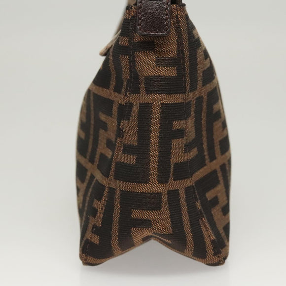 FENDI Zucca Canvas Accessory Pouch Black Brown Auth 126177