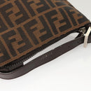 FENDI Zucca Canvas Accessory Pouch Black Brown Auth 126177-6