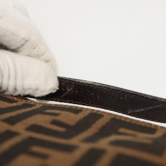 FENDI Zucca Canvas Accessory Pouch Black Brown Auth 126177