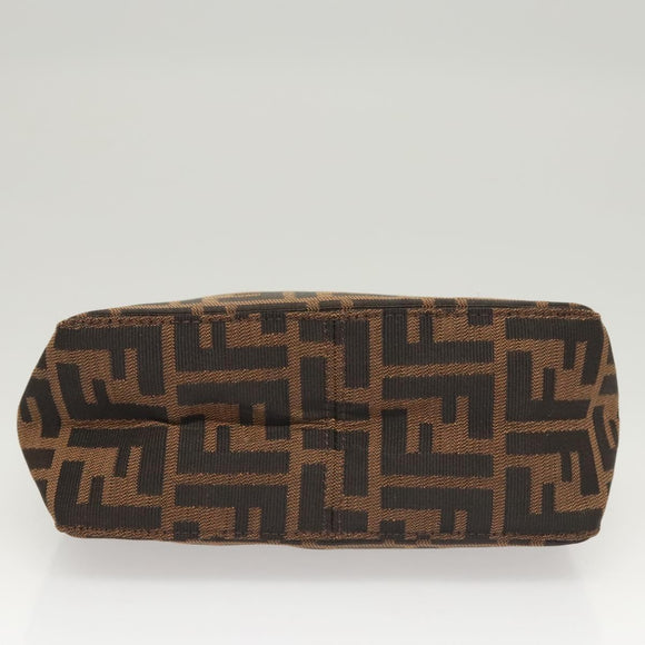 FENDI Zucca Canvas Accessory Pouch Black Brown Auth 126177