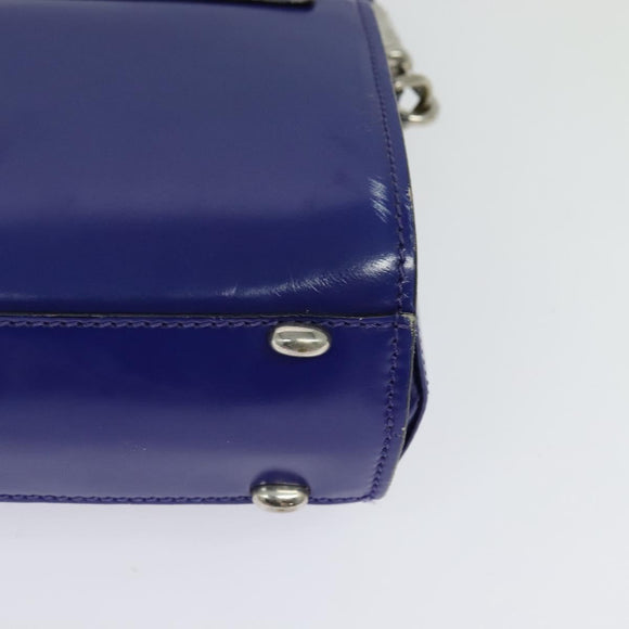 CELINE Shoulder Bag Leather Blue Silver Auth 126181