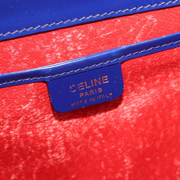 CELINE Shoulder Bag Leather Blue Silver Auth 126181