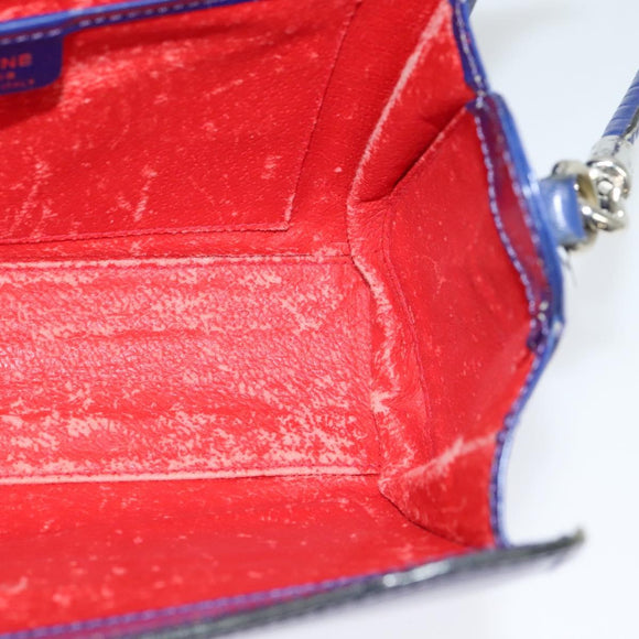 CELINE Shoulder Bag Leather Blue Silver Auth 126181