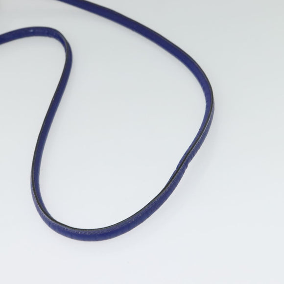 CELINE Shoulder Bag Leather Blue Silver Auth 126181