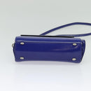 CELINE Shoulder Bag Leather Blue Silver Auth 126181-9