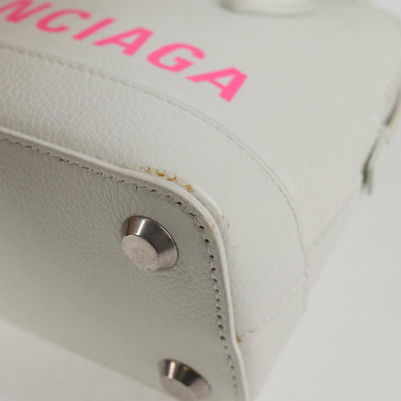 BALENCIAGA Ville Top Handle Hand Bag Leather 2way White 550646 Auth 126183M