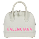 BALENCIAGA Ville Top Handle Hand Bag Leather 2way White 550646 Auth 126183M-2